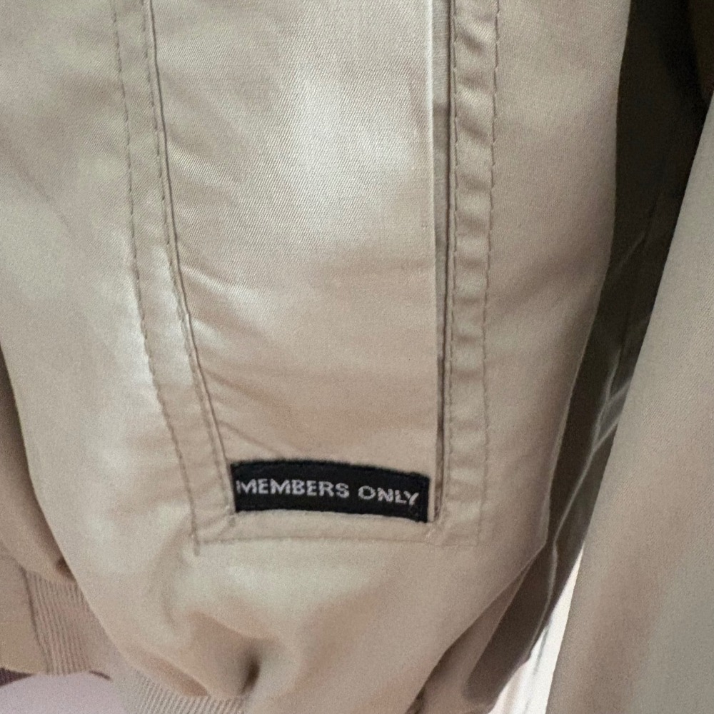 Members Only Mens Large Reversible Bomber Jacket Tan Gray Colorblock Full Zip - Picture 3 of 9